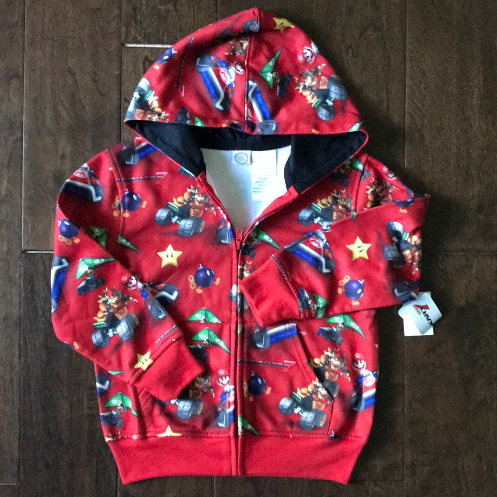 NWT Boys Super Mario Bros. Kart Hoodie Zip Up 4/5